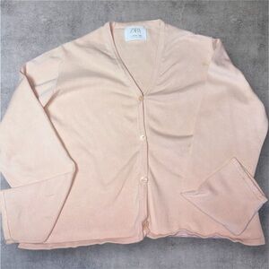 Zara Cream Knit Sweater V-Neck